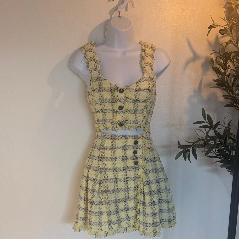 😍 Zara Yellow Plaid 2-Piece Set!